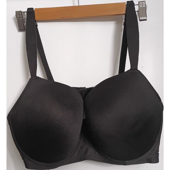 Delta Burke Bra Plus Size 42D 42 D Underwire Padded Black Rear Close Formed - Picture 1 of 4